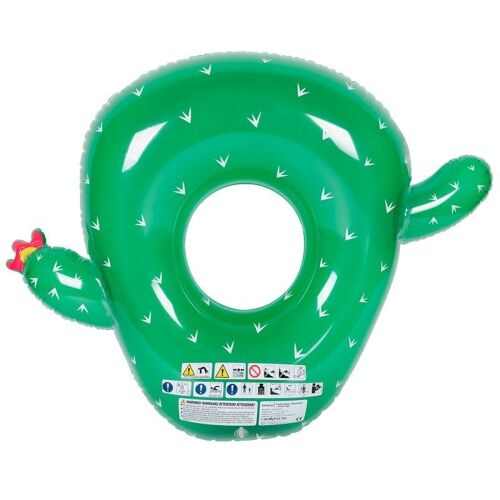 Bouée Gonflable Ronde Xxl Pour Piscine & Plage Ultra Confort, Flotteur Deluxe - Cactus Ø130cm - Vert