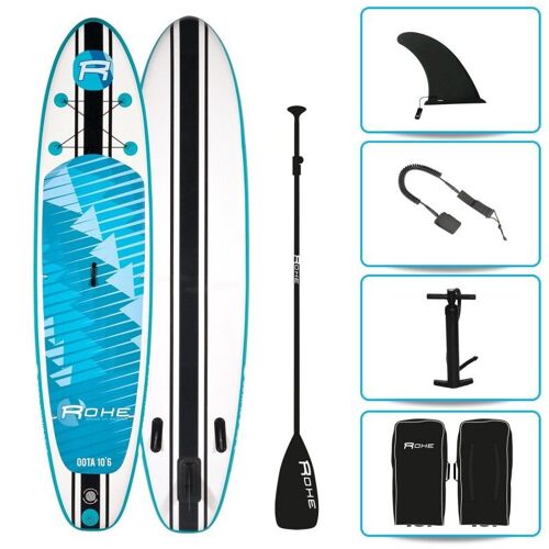 Stand Up Paddle Gonflable Oota Rohe - 10'6'' (320cm) 30'' (76cm) 6'' (15cm) Avec Pompe, Pagaie, Leash Et Sac De Transport - Bleu