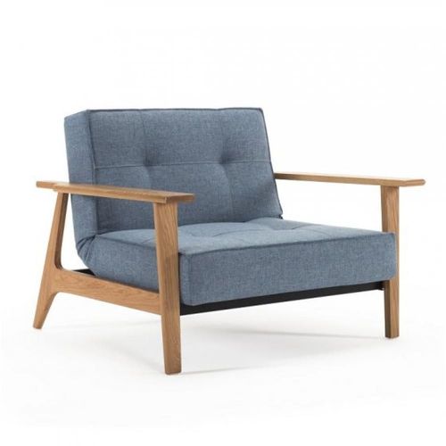 Innovation Living Fauteuil Design Splitback Frej Mixed Dance Light Blue Convertible Lit 90*115 Cm Accoudoirs Chêne Clair