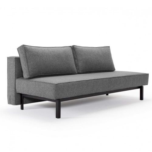 Innovation Living Canapé Design Sly Convertible Lit 140*200 Cm Pieds Métal Noir, Tissu Twist Charcoal