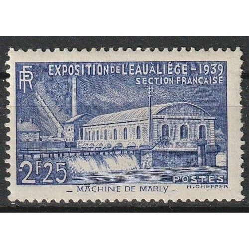 Timbre Avec Trace De Charnière, Machine De Marly, Exposition De L'eau À Liège. 1939 N° 430 (Attention Quelques Dents Rognées À Droite Sur Le Haut).