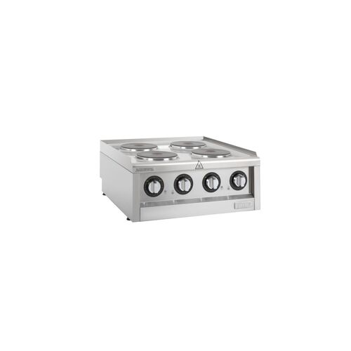 Table inox de cuisson électrique 4 feux (Ø)180 mm, à poser, 7000 W, 400 V - TRI