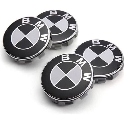 4 Logo Bmw Noir Et Blanc 56mm Centre De Roue Cache Moyeu Jante Emblème Jantes Insigne