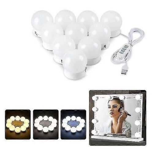 Convient aux miroirs de courtoisie Hollywood 70 x 55 cm, 14 ampoules LED à intensité variable avec 3 couleurs de lumière et ampoules de fonction de charge USB (uniquement des ampoules)