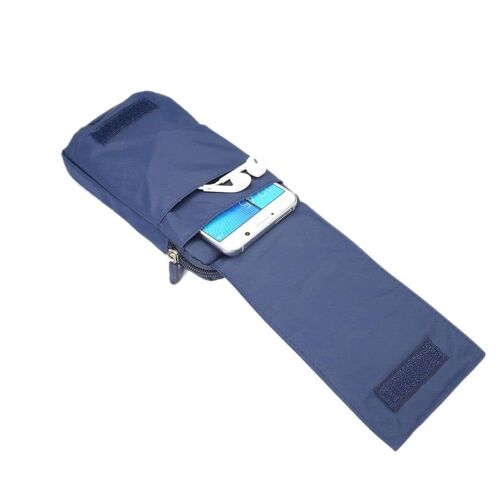 Étui Housse Portefeuille Ceinture Multiusages Fermeture Éclair Pour Huawei Ascend Y330, Y330-U01 - Bleu Xxm (18 X 10 Cm) - Dfvmobile