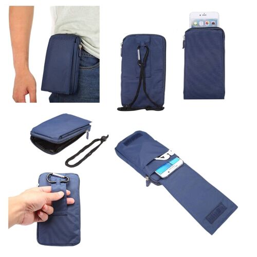 Étui Housse Portefeuille Ceinture Multiusages Fermeture Éclair Pour Vivo Iqoo Z1 (2020) - Bleu Xxm (18 X 10 Cm) - Dfvmobile