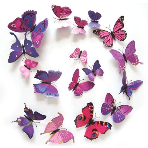 Autocollant mural papillon magnétique 3D, 12 pièces, DIY bricolage, décoration pour salon, maison, réfrigérateur, décoration de mariage
