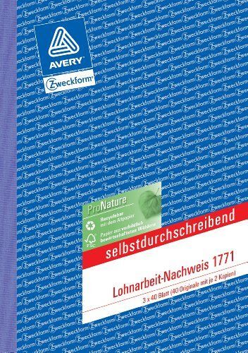 Avery Zweckform Formularbuch "Lohnarbeit-Nachweis", Sd, A5