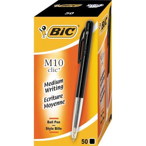 Bic - 1 Stylo À Bille M10 Clic Noir - Ecriture Moyenne 1 Mm