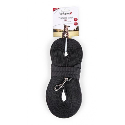 Vadigran Laisse De Pistage Nylon Plat. 15 Mètres X 15 Mm. Couleur Noir. Pour Chien.