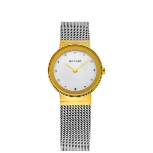 Montre Pour Femme Cadran Rond Doré Et Gris Bracelet Milanais Bering