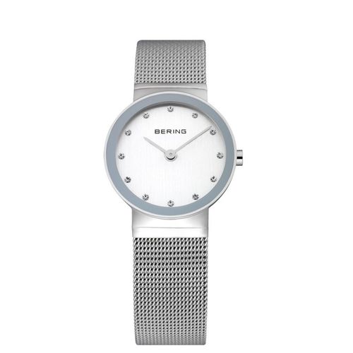 Montre Pour Femme Boîtier Acier Ronde Bracelet Large Milanais Bering