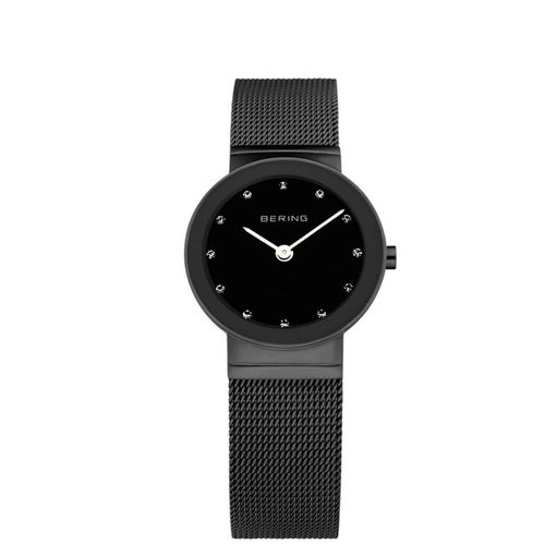 Montre Pour Femme Cadran Rond Acier Noir Bracelet Milanais Bering