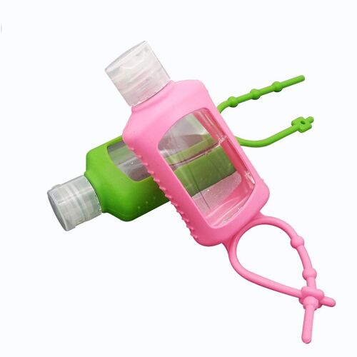 Bouteilles rechargeables et vides, conteneurs en plastique, capuchon rabattable Portable en plein air, manchon en Silicone, porte clés étanche