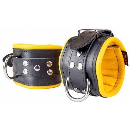 Menottes Menottes En Cuir Rembourrées Pour Chevilles Noir-Jaune The Red