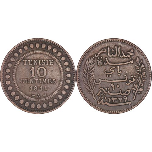 Tunisie - 10 Centimes - 1911 - Muhammad Al-Nasir - 9.4 G. - K089