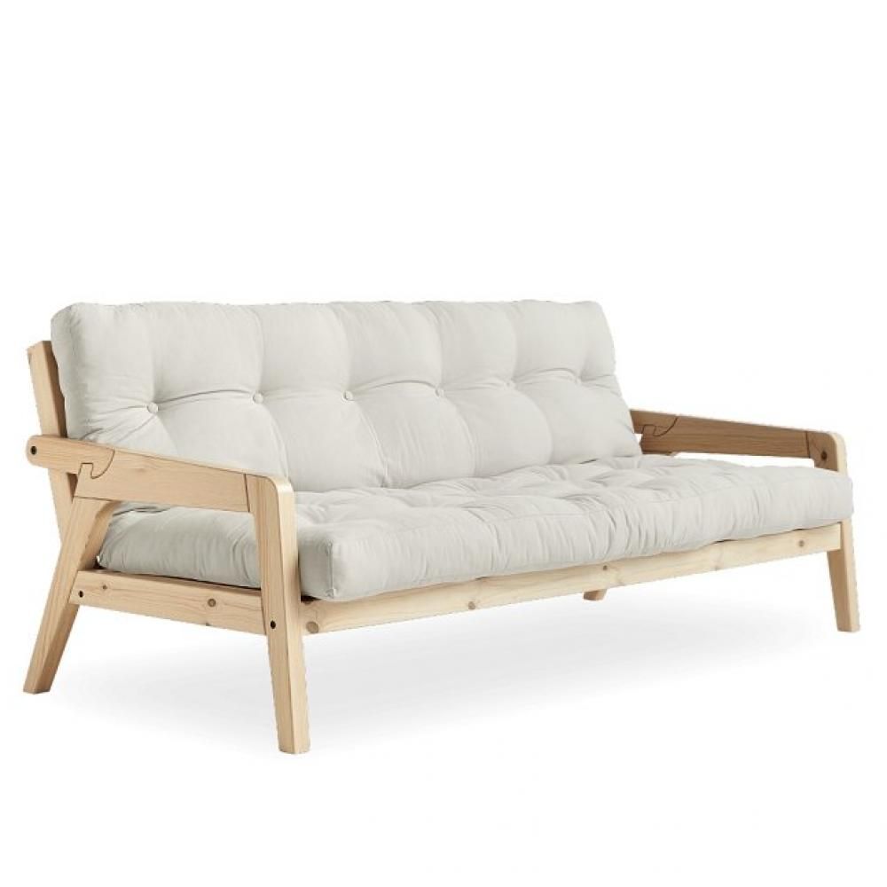 Canapé Convertible Futon Grab Pin Naturel Coloris Naturel Couchage 130 Cm.