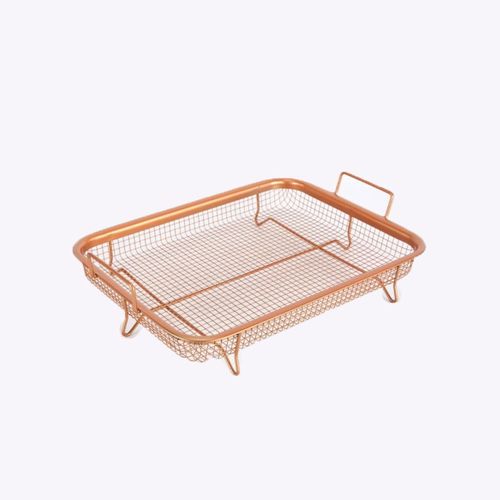 Plateau métallique en cuivre pour four à micro-ondes, plaque de cuisson en cuivre pour barbecue, poêle à frire, panier à frites antiadhésif, grille à mailles, outil de cuisine