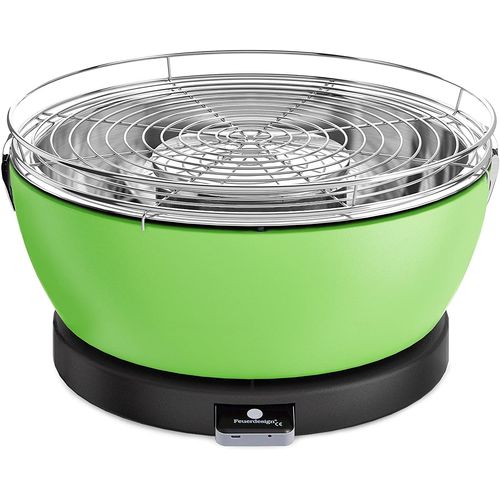 Feuerdesign - Barbecue Vésuve Vert Et Pince À Barbecue, Diamètre 33 Cm, Acier Inoxydable