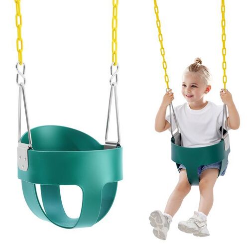 Siège De Balançoire Pour Tout-Petits-Vevor-Siège De Balançoire Pour Bébé À Dossier Haut-Avec Chaînes Et Mousquetons Enduits