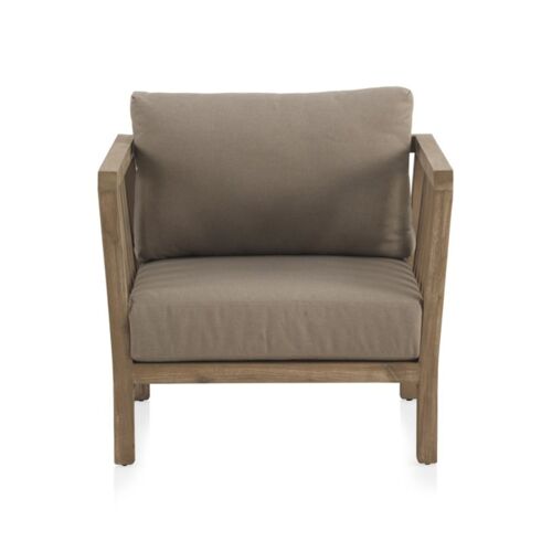 Fauteuil En Acacia Avec Coussins Taupe