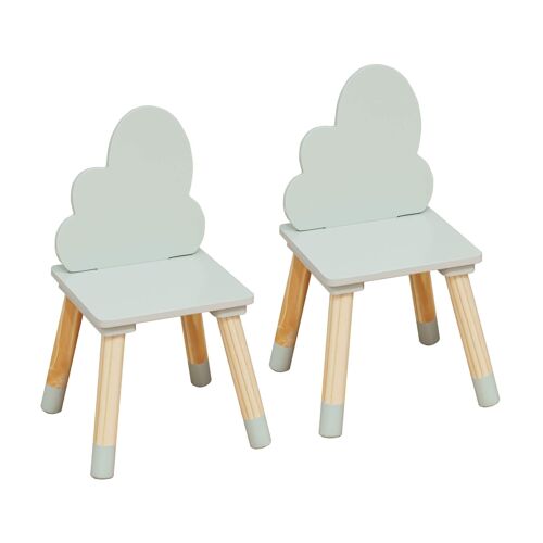 Ensemble de 2 chaises pour enfants vert et bois