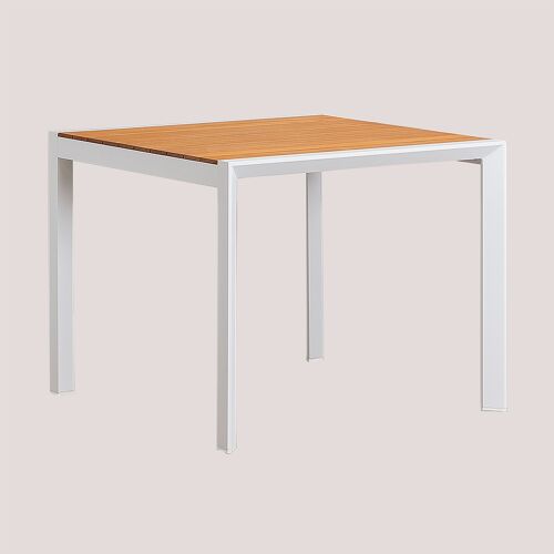 Table De Jardin Archer Classic En Bois D'eucalyptus Et Aluminium Blanc Gardenia 90 X 90 Cm