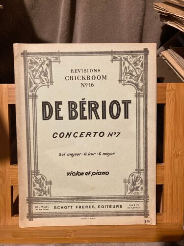 Ch. De Bériot Concerto Pour Violon N°7 En Sol Partition Violon Piano Ed. Schott