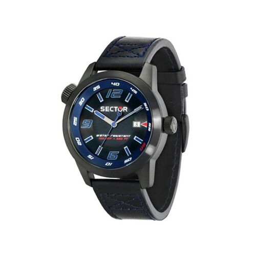 Rel Sector Oversize 3h Bluered Dial Blk Lt