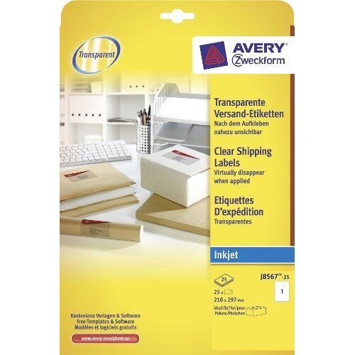 Etiquettes Inkjet Transparent, 210 X 297 Mm