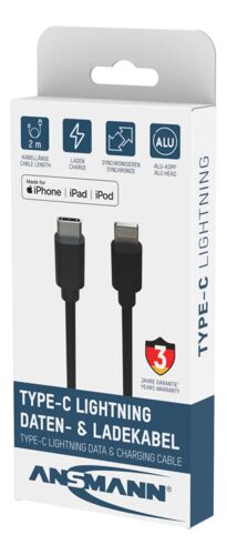 Ansmann 1700-0107 Câble Lightning 2 M Noir