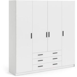 Armoire Vega - Décor Blanc Mat - 4 Portes + 3 Tiroirs - L 195,5 X P 49,6 X H 200,4 Cm - Tvilum