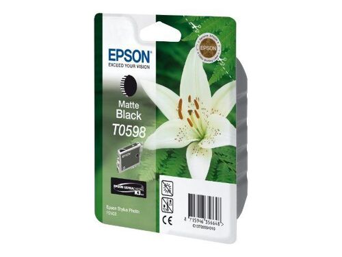 Epson T0598 - 13 ml - noir mat - original - emballage coque avec alarme radioélectrique/ acoustique - cartouche d'encre - pour Stylus Photo R2400