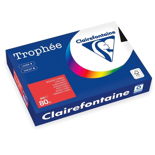Clairefontaine Ramette Papier Fsc A4 80g 500 Feuilles Rouge Corail
