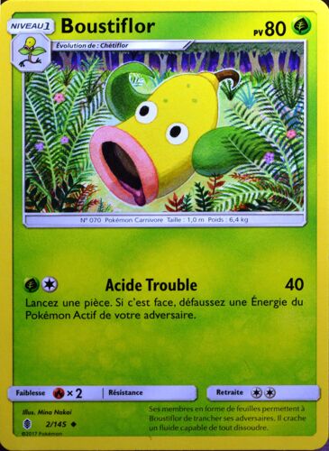 Carte Pokémon 2/145 Boustiflor 80 Pv Sl2 - Soleil Et Lune - Gardiens Ascendants Neuf Fr