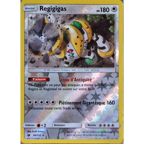 Carte Pokémon 84/111 Regigigas 180 Pv - Holo - Reverse Sl4 - Soleil Et Lune - Invasion Carmin Neuf Fr