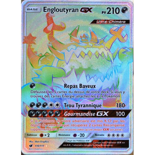 Carte Pokémon 116/111 Engloutyran Gx  210 Pv - Secrete Sl4 - Soleil Et Lune - Invasion Carmin Neuf Fr