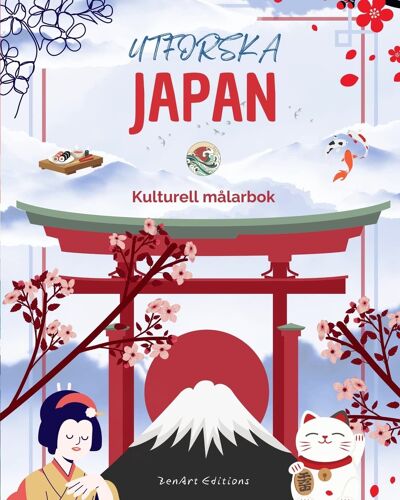Utforska Japan - Kulturell Målarbok - Klassisk Och Modern Kreativ Design Av Japanska Symboler