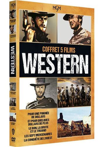 Collection 5 Films Western : Les Sept Mercenaires + Pour Une Poignée De Dollars + Et Pour Quelques Dollars De Plus + La Conquête De L'ouest + Le Bon, La Brute Et Le Truand - Pack