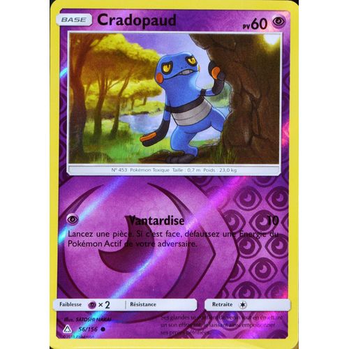 Carte Pokémon 56/156 Cradopaud - Reverse Sl5 - Soleil Et Lune - Ultra Prisme Neuf Fr