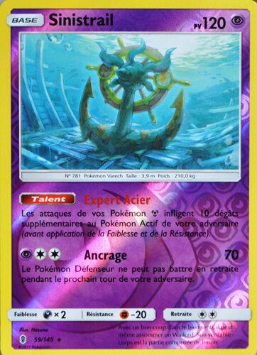 Carte Pokémon 59/145 Sinistrail 120 Pv - Holo Reverse Sl2 - Soleil Et Lune - Gardiens Ascendants Neuf Fr