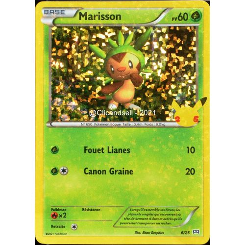 Carte Pokémon 6/25 Marisson Holo - 60 Pv Promo 25 Ans Neuf Fr