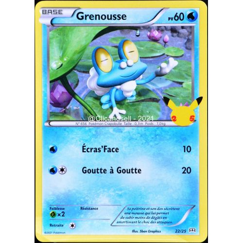 Carte Pokémon 22/25 Grenousse 60 Pv Promo 25 Ans Neuf Fr