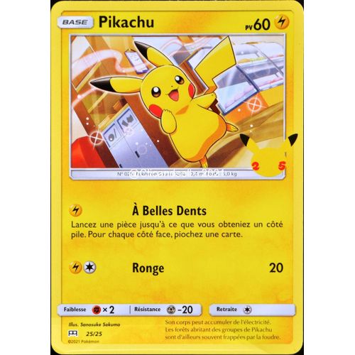 Carte Pokémon 25/25 Pikachu 60 Pv Promo 25 Ans Neuf Fr