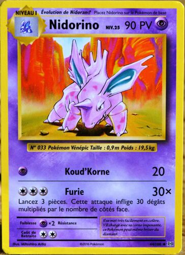 Carte Pokémon 44/108 Nidorino Niv.25 90 Pv Xy - Evolutions  Neuf Fr