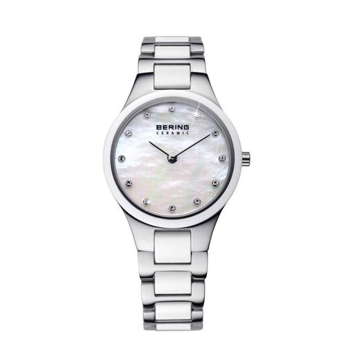 Montre Pour Femme En Acier Céramique Cadran Nacré 12 Cristaux Bering