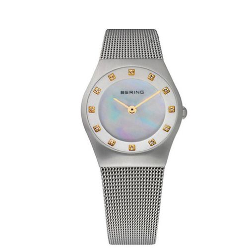 Montre Pour Femme Acier Cristaux Et Nacre Bracelet Milanais Bering