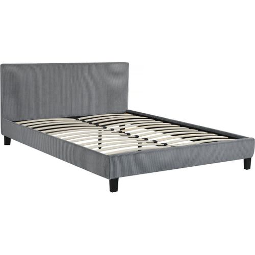 Lit En Velours Cotelé "Ambre" - 140 X 190 - Gris