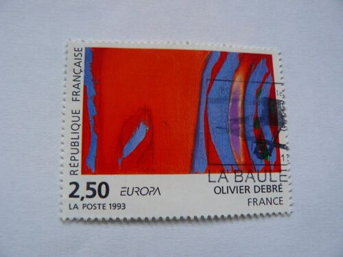 Timbre Du Tableau D'olivier Debré (France) "Rouge Rythme Bleu" N° 2797 Oblitéré
