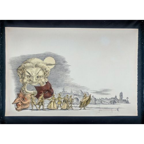 Lithographie Cyrano De Bergerac Planche N°1 R. Carrance Papier Vélin D’Arches 1971